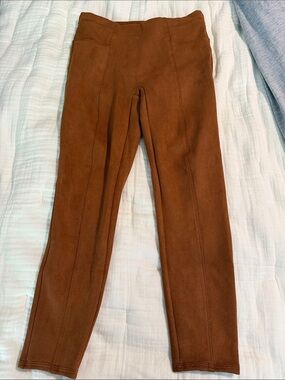 SPANX Brown Suede-Look High-Rise Leggings